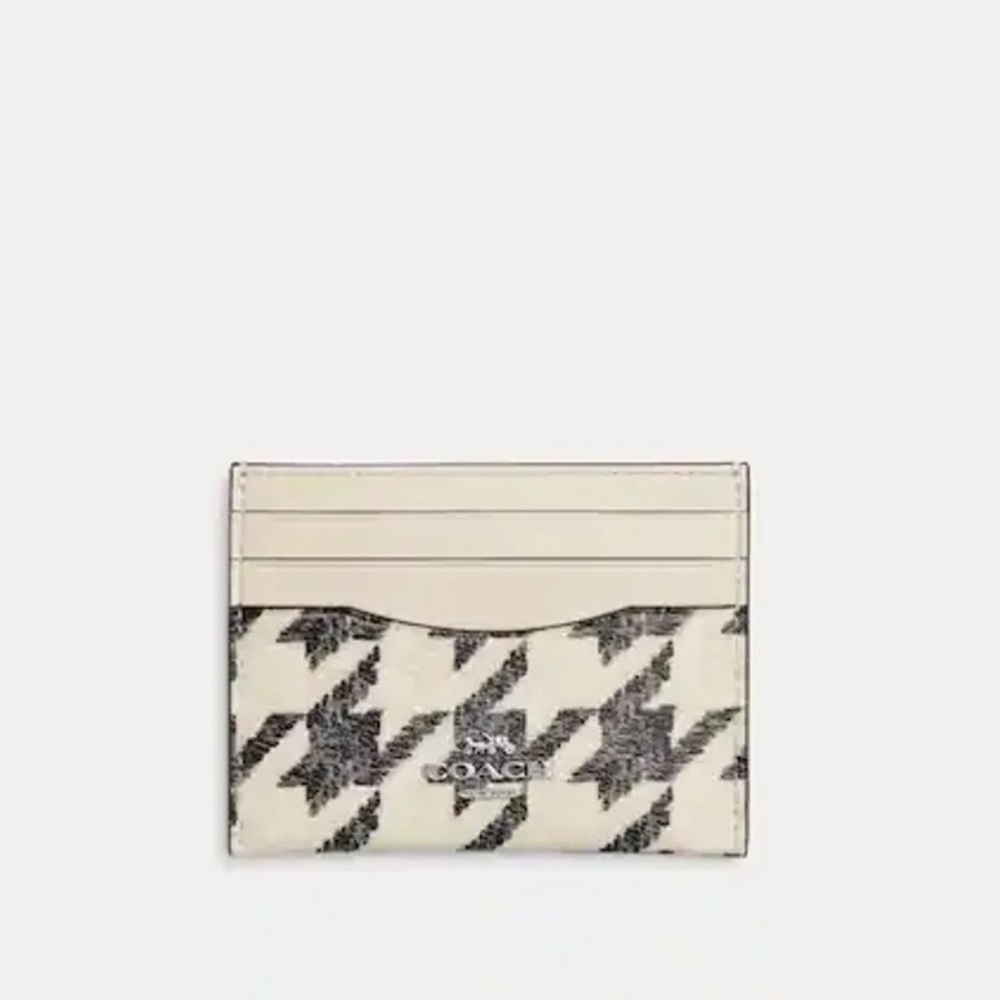Coach Slim Id Card Case With Houndstooth Print